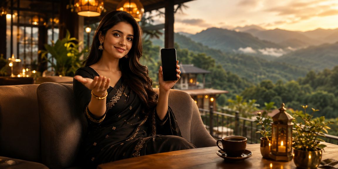 বান্দরবানে একজন বাংলাদেশি মডেল মোবাইলে 44777 লগইন করছেন